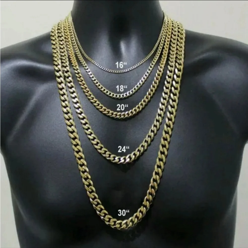 14K Gold Plated Concave Cuban Link Chain Necklace 9.5 mm